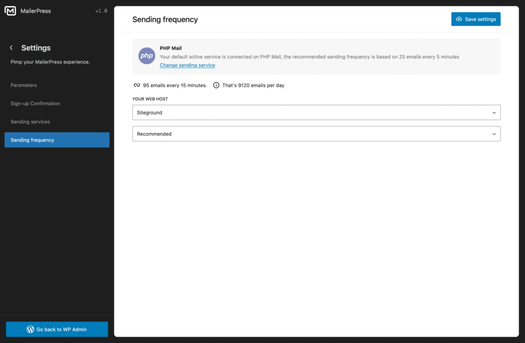 Sending frequency settings - MailerPress