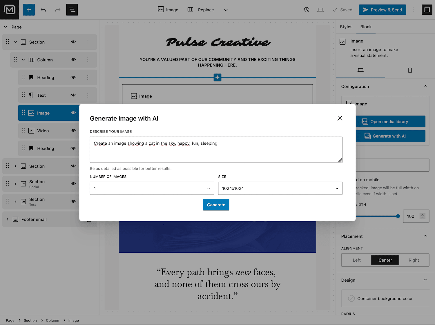 AI image generation - MailerPress Pro