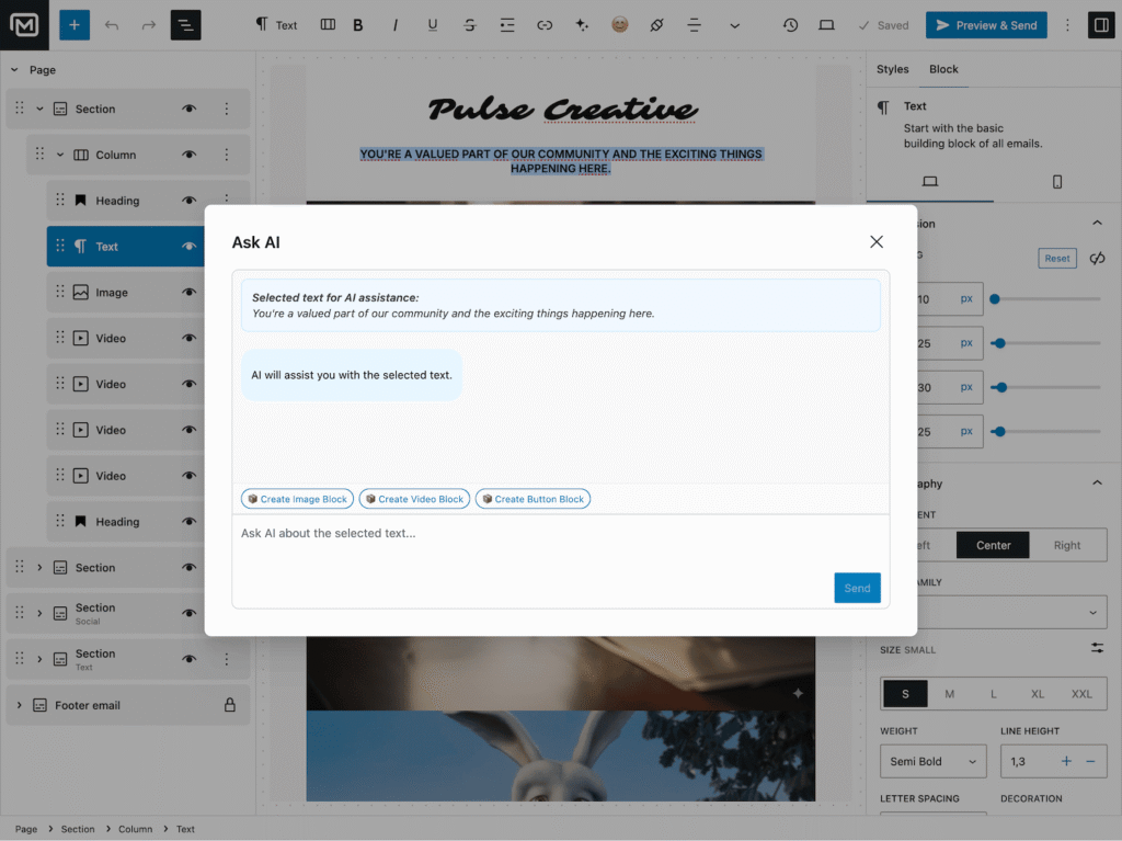 mailerpress ask ai modal