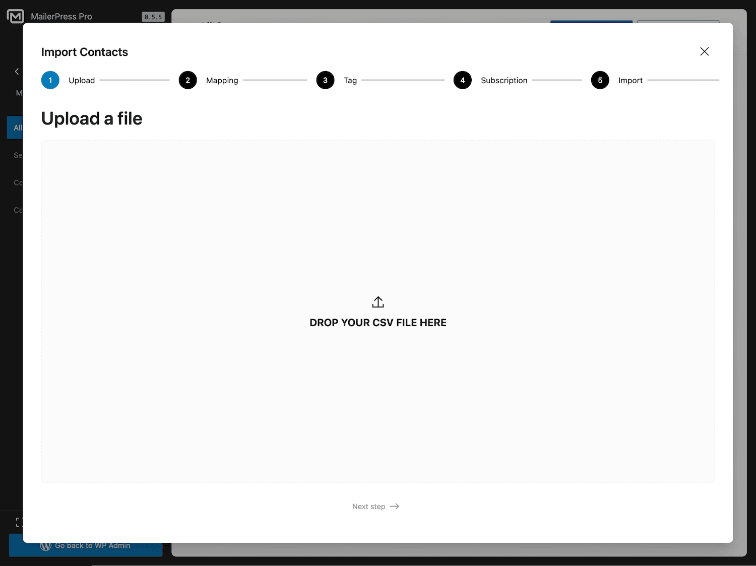 mailerpress import contacts csv file