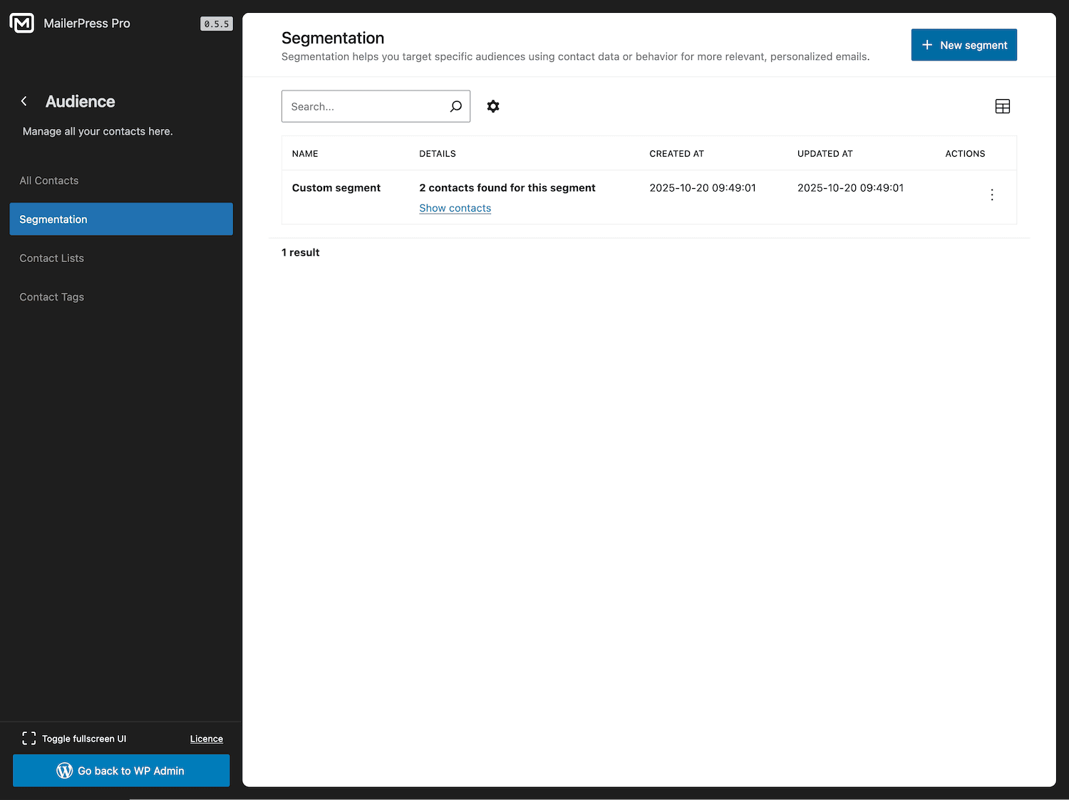 Segmentation des contacts - MailerPress
