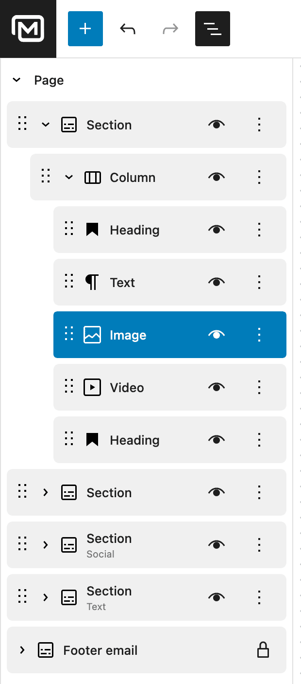 mailerpress tree view blocks