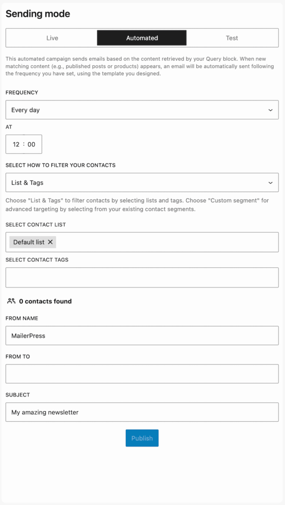 Configure your automatic campaigns - MailerPress