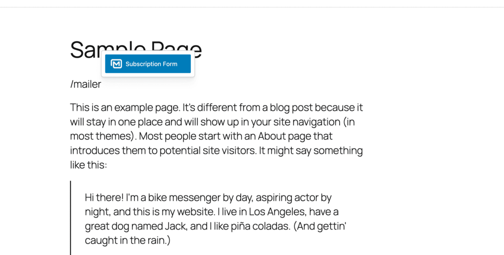 MailerPress Subscription Form block