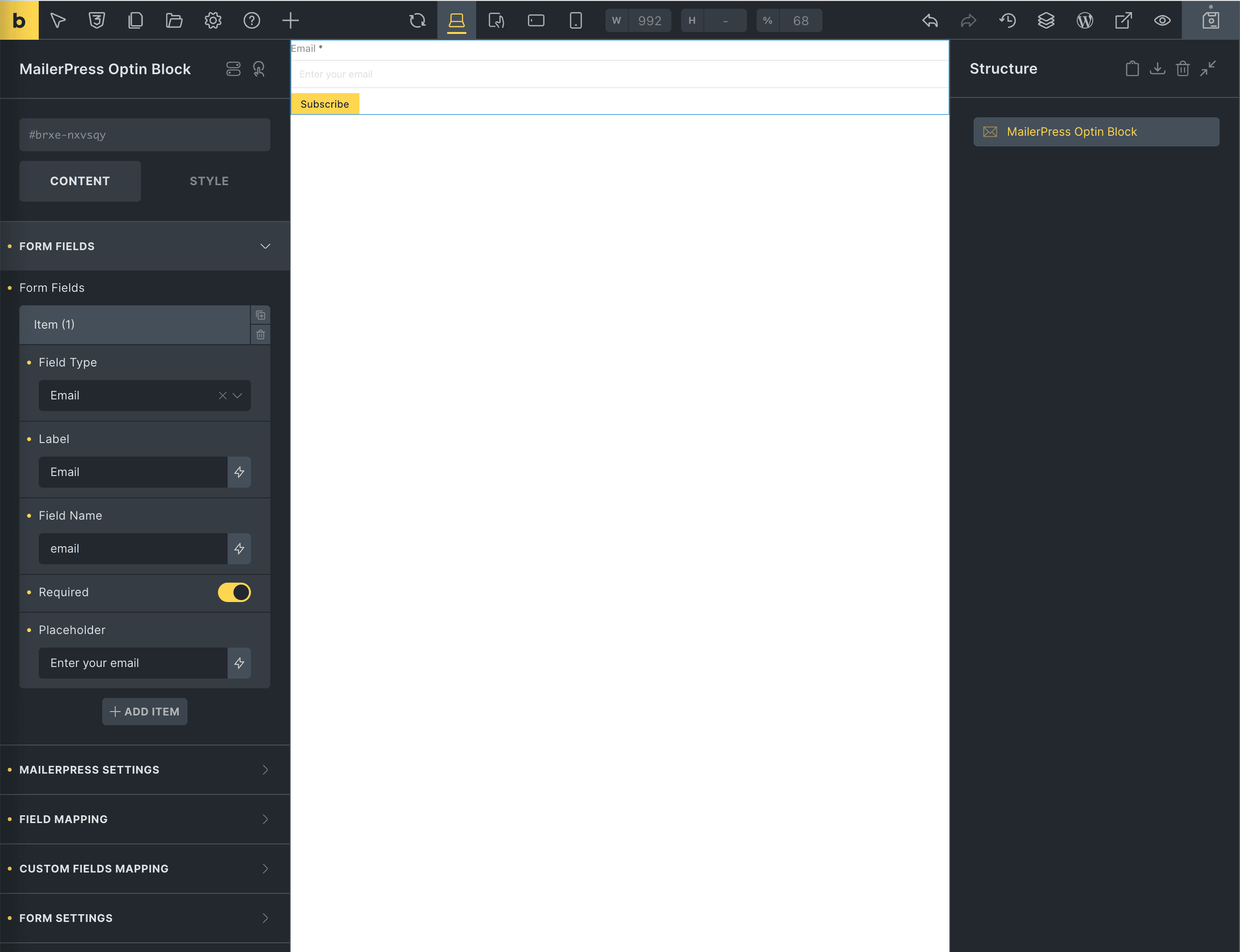 bricks mailerpress integration 1