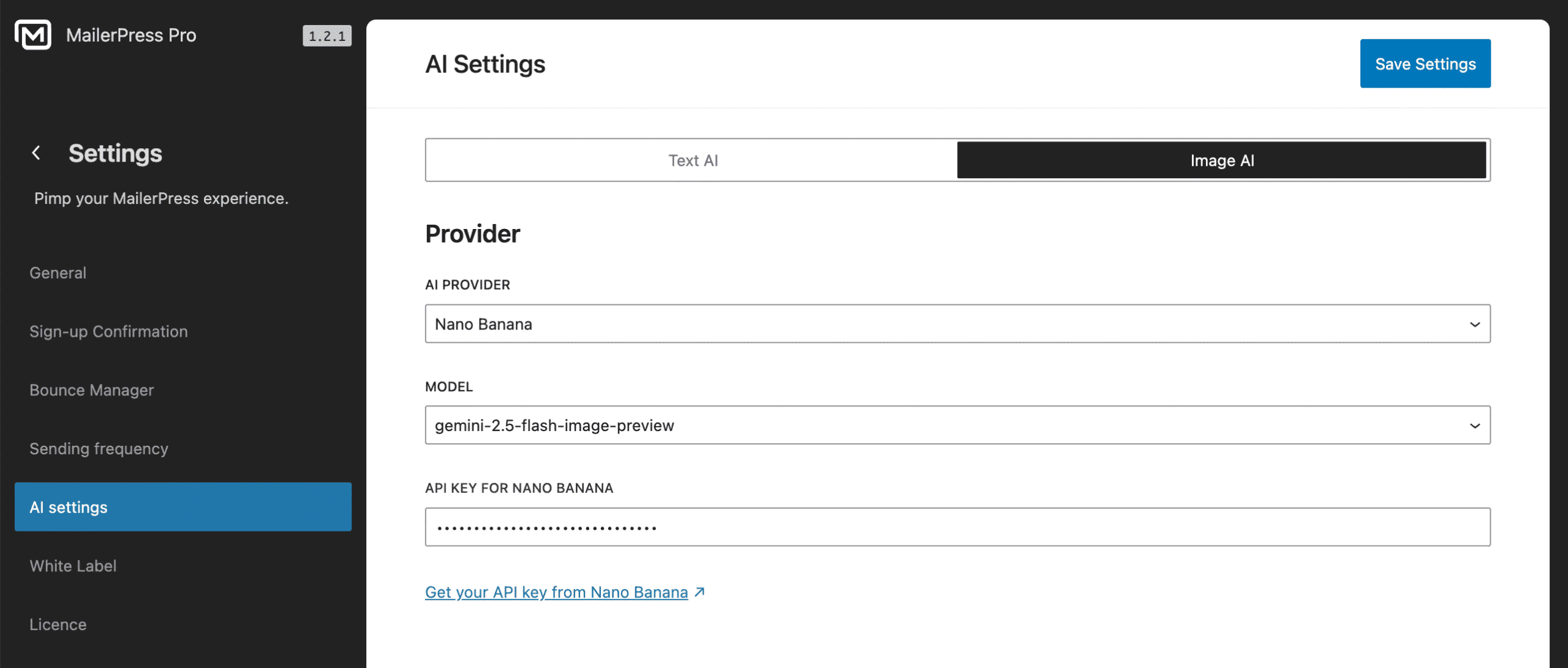 AI settings - MailerPress