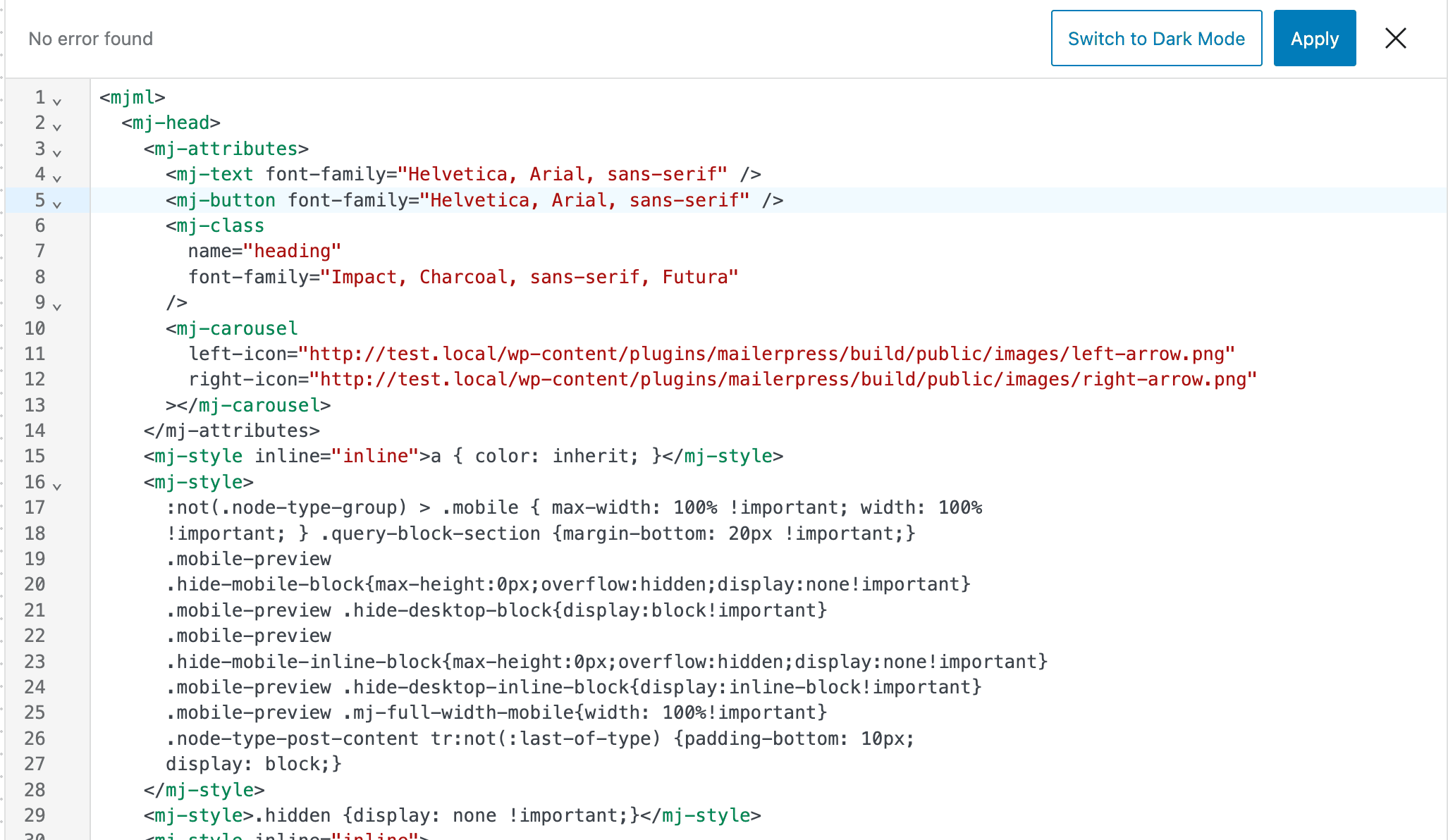 MailerPress MJML editor