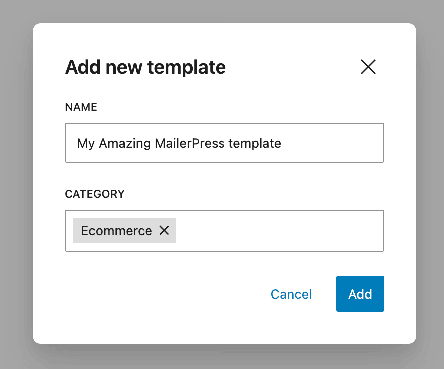 Save as a template modal - MailerPress