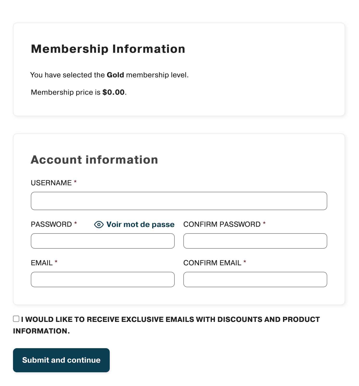 Live example of the MailerPress integration with Paid Memberships Pro checkout form