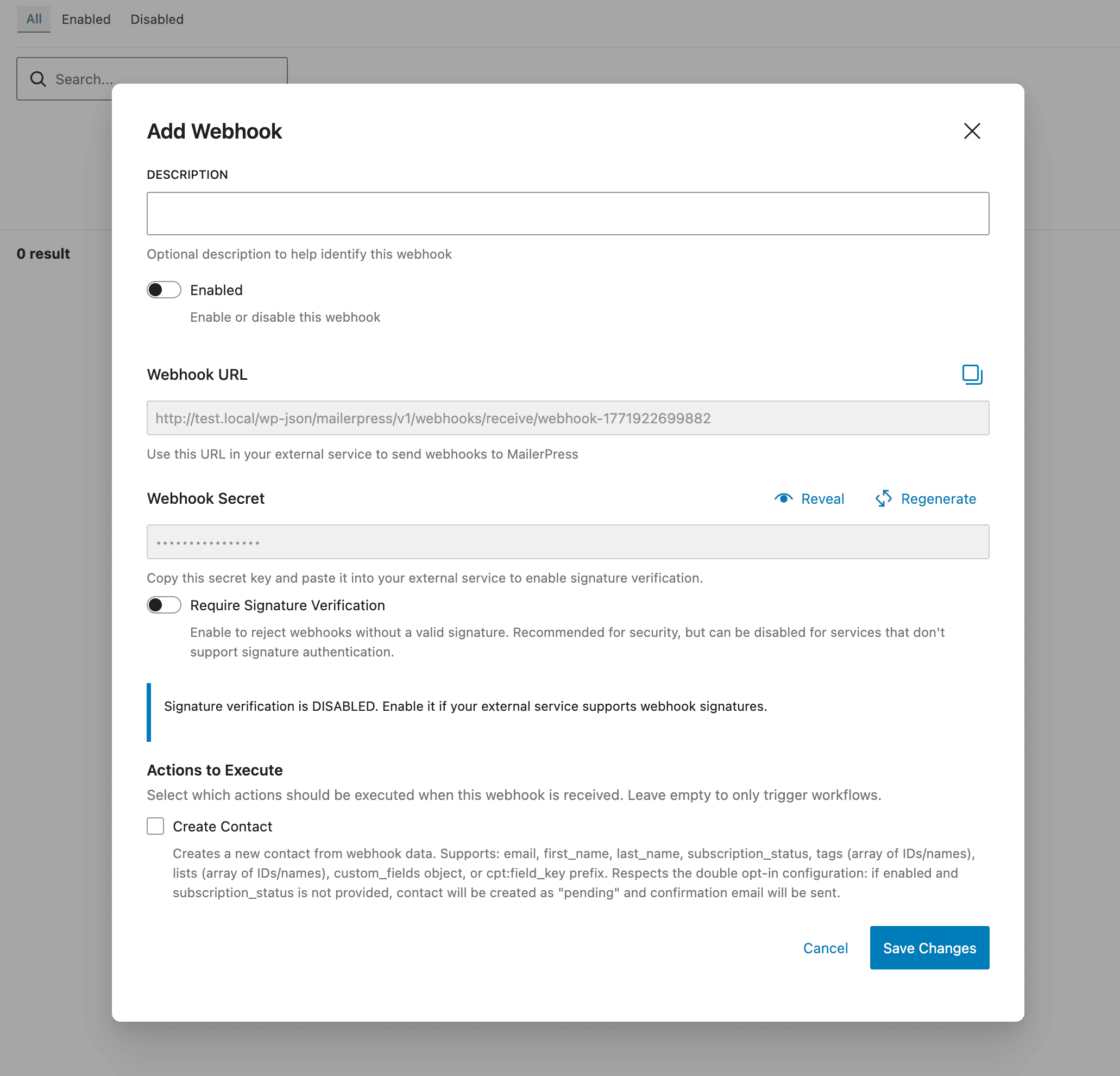 Incoming webhooks - MailerPress Pro