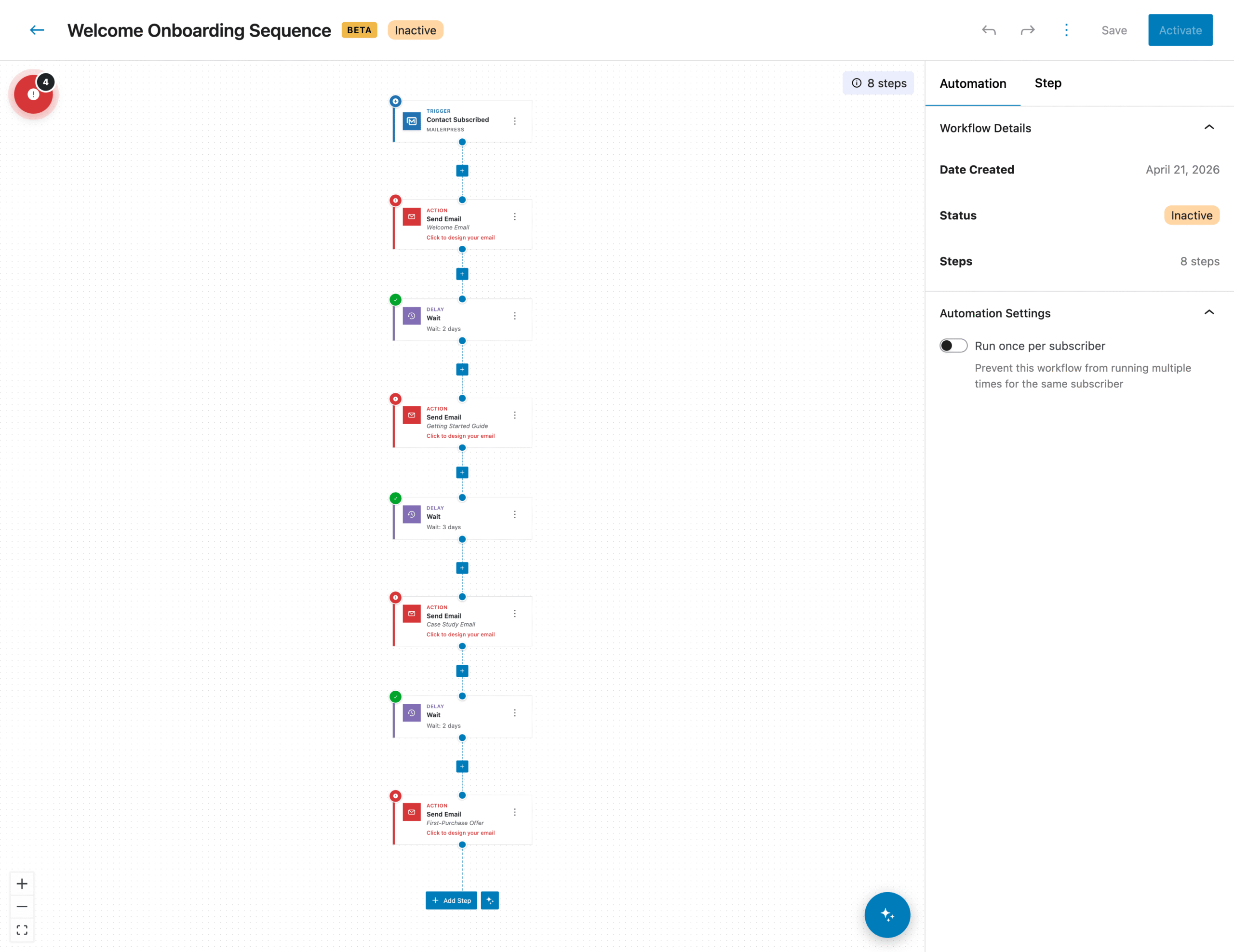 Your brand new workflow built with AI - MailerPress Pro