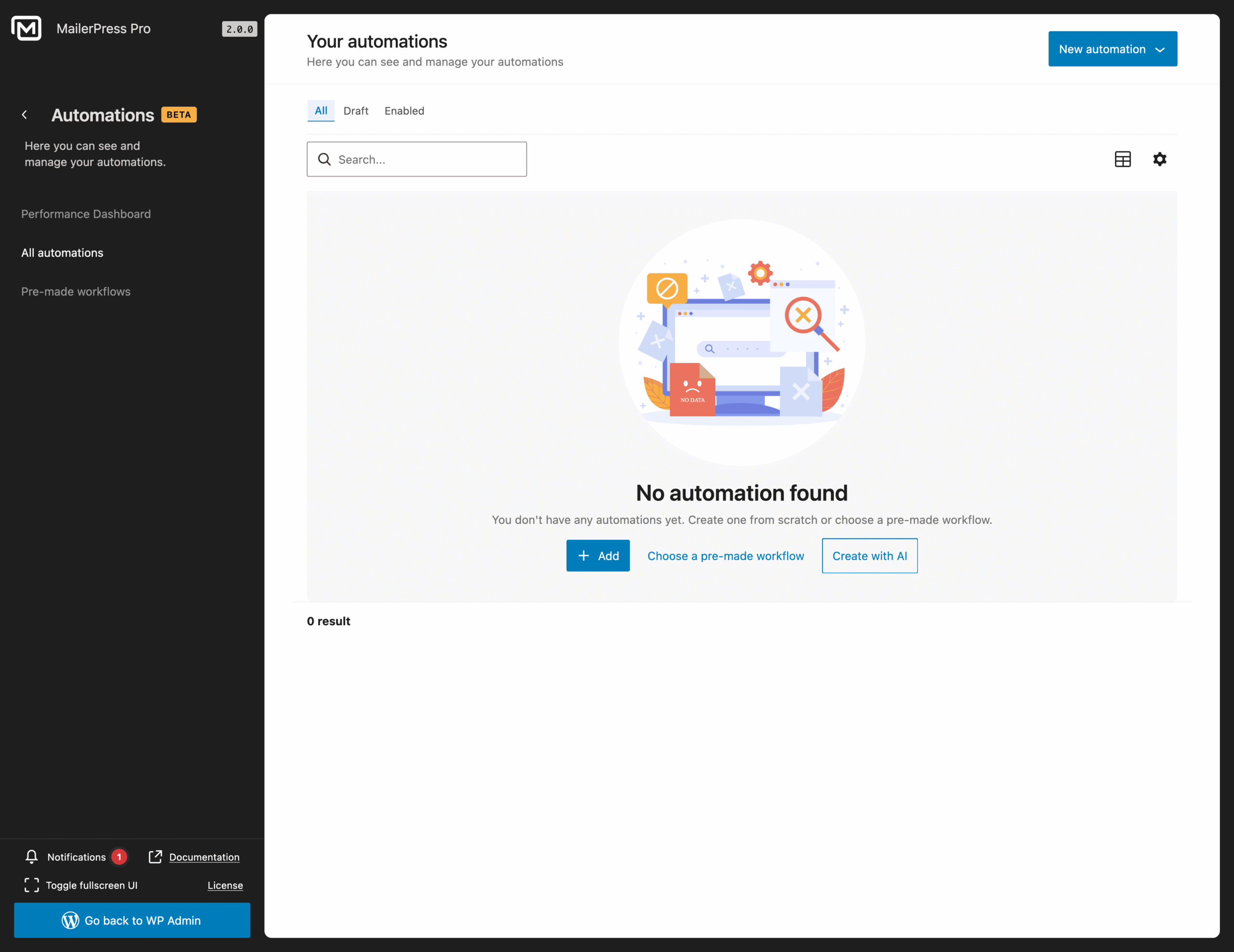 Automations listing - MailerPress