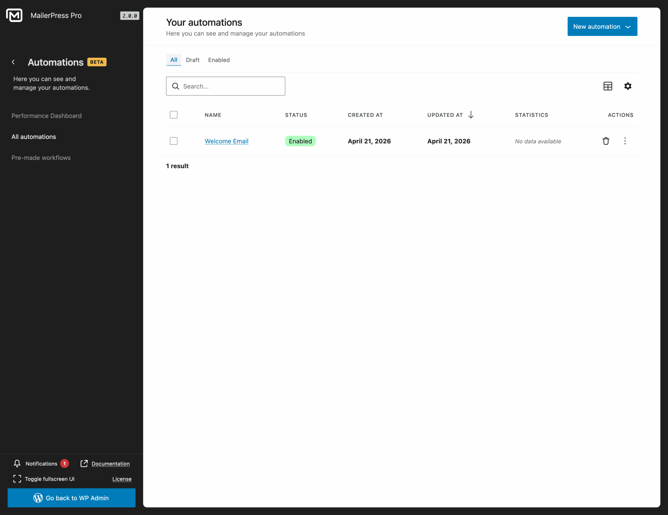 Your automations built with MailerPress