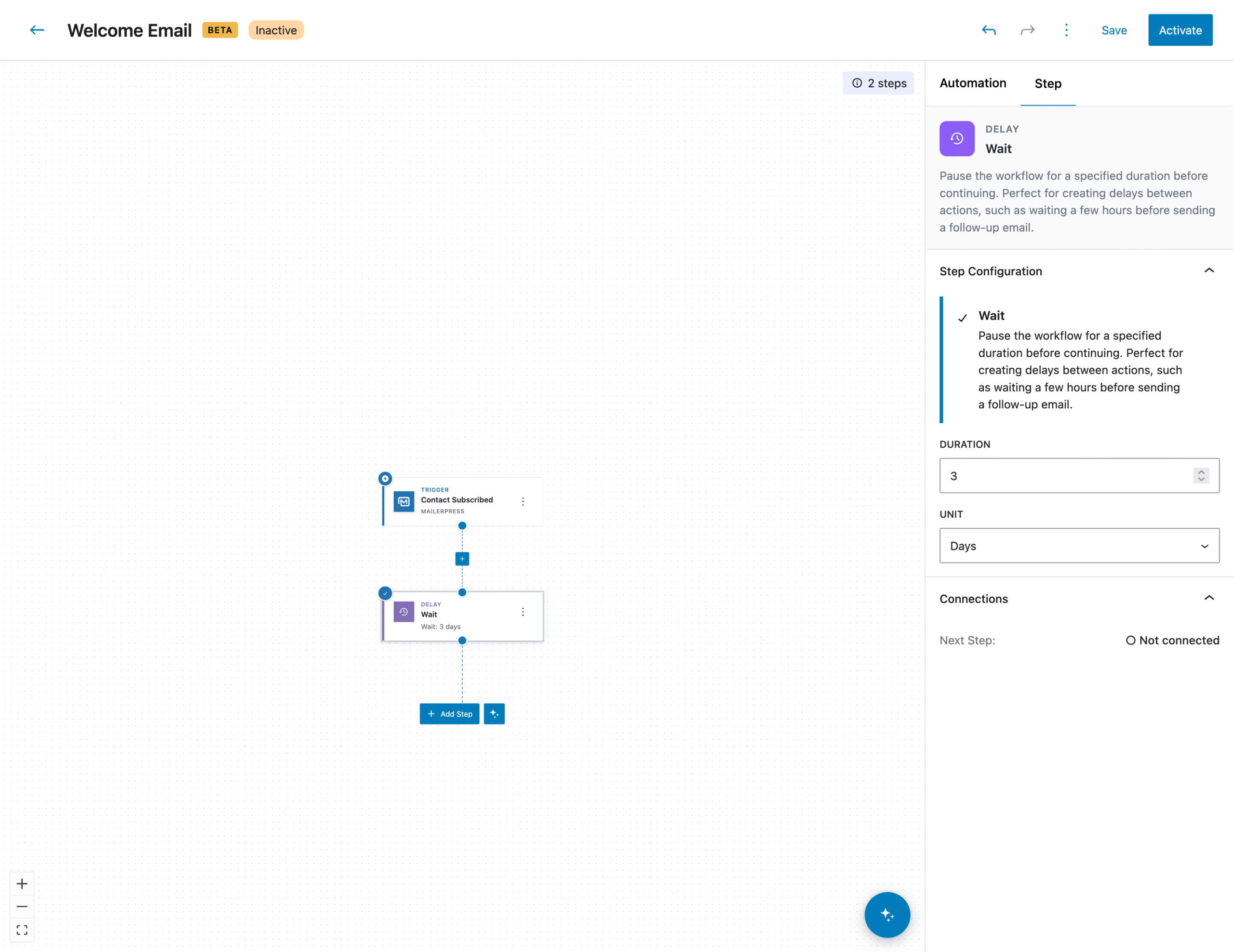 mailerpress automations first workflow 6