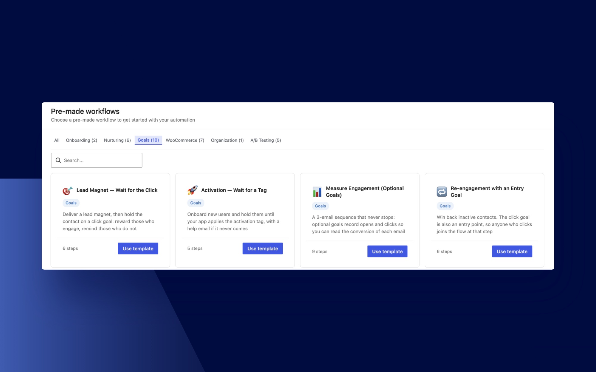 Ready-made automation templates built on goals