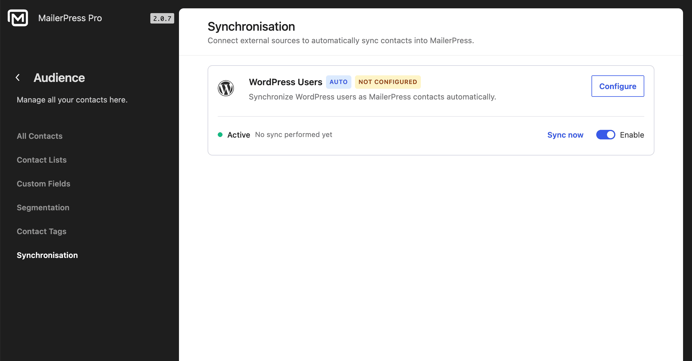 Sync your WordPress users to MailerPress