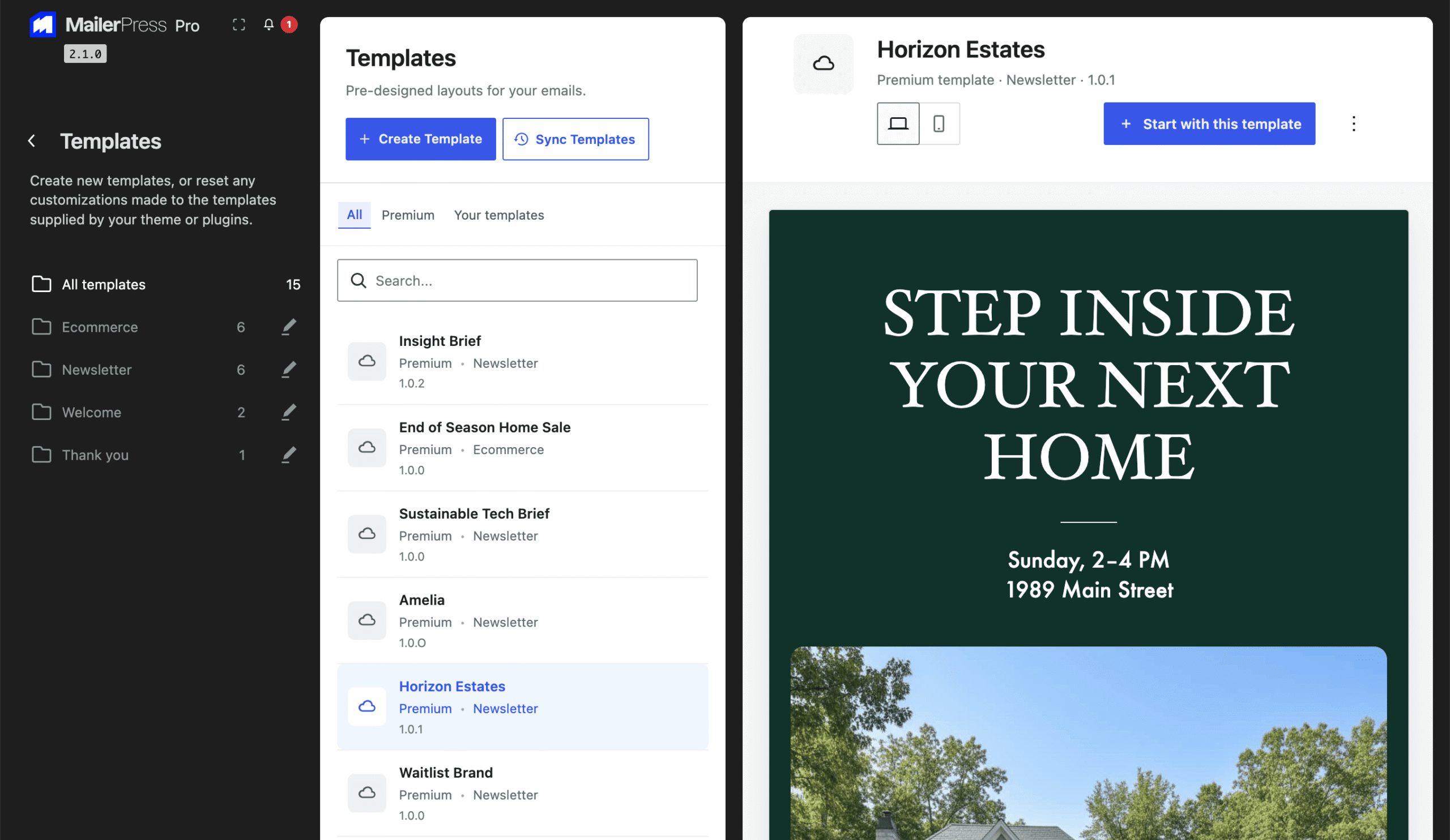Pre-designed layouts for your emails